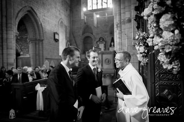 Groom and Best Man at Cartmel Priory