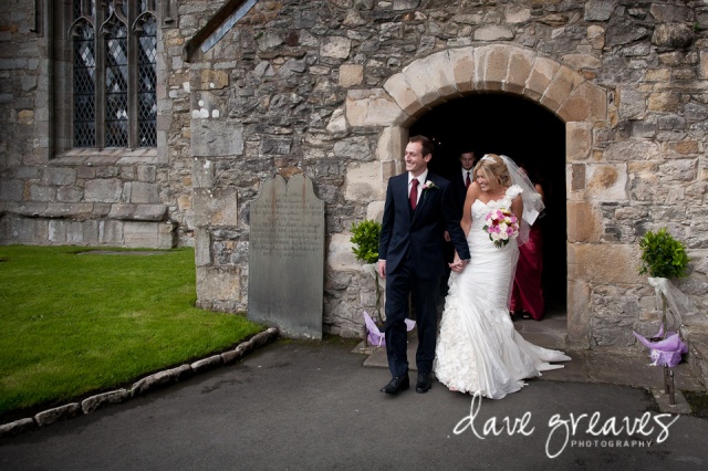 Bride and Groom at Cartmel Priory
