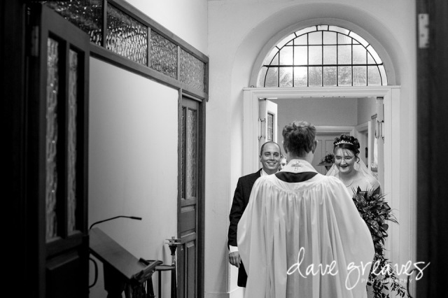 Bride and Groom prepare to process out of church after getting married