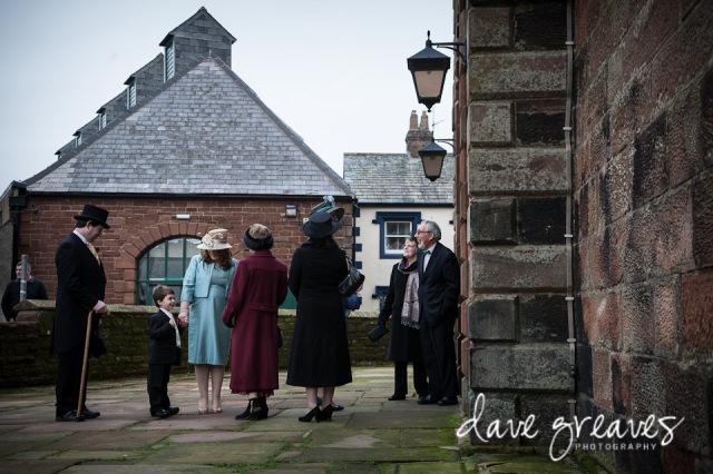 Guests arriving at the church for a wedding