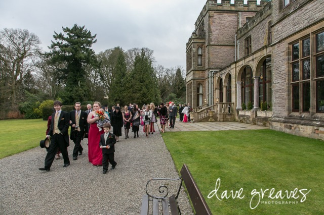 Wedding guests enjoying walking through the grounds at Armathwaite Hall