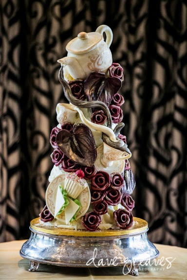 Weding Cake with tea pot, tea cup made all out of chocolate