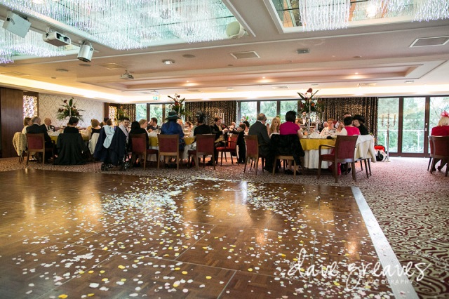 Broadwater Suite at Armathwaite Hall during Wedding reception with confetti on the dancefloor